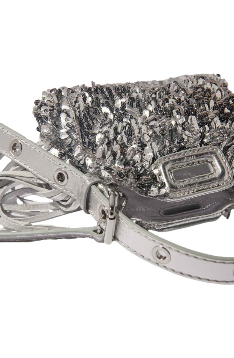 maje Miss M Nano bag with silver sequins, Alternate, color,