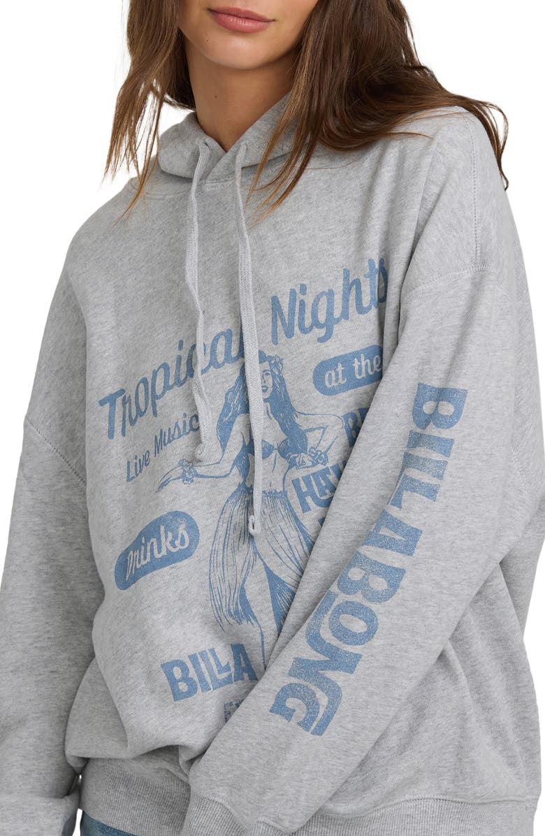 Billabong Vivid Oversize Cotton Blend Graphic Hoodie, Alternate, color, Heather Grass