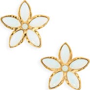 Oscar de la Renta Floral Cabochon Stud Earrings