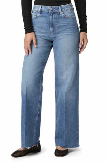 PAIGE Anessa High Waist Raw Hem Wide Leg Jeans
