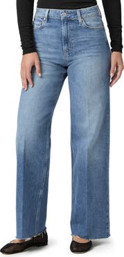 PAIGE Anessa High Waist Raw Hem Wide Leg Jeans