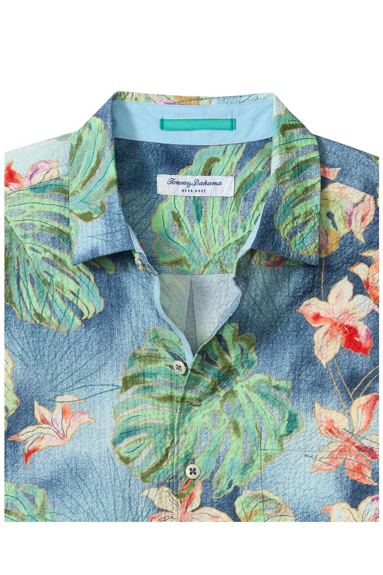 Nova Wave Mira Jungle Floral Short Sleeve Seersucker Button-Up Shirt, Alternate, color, BERING BLUE