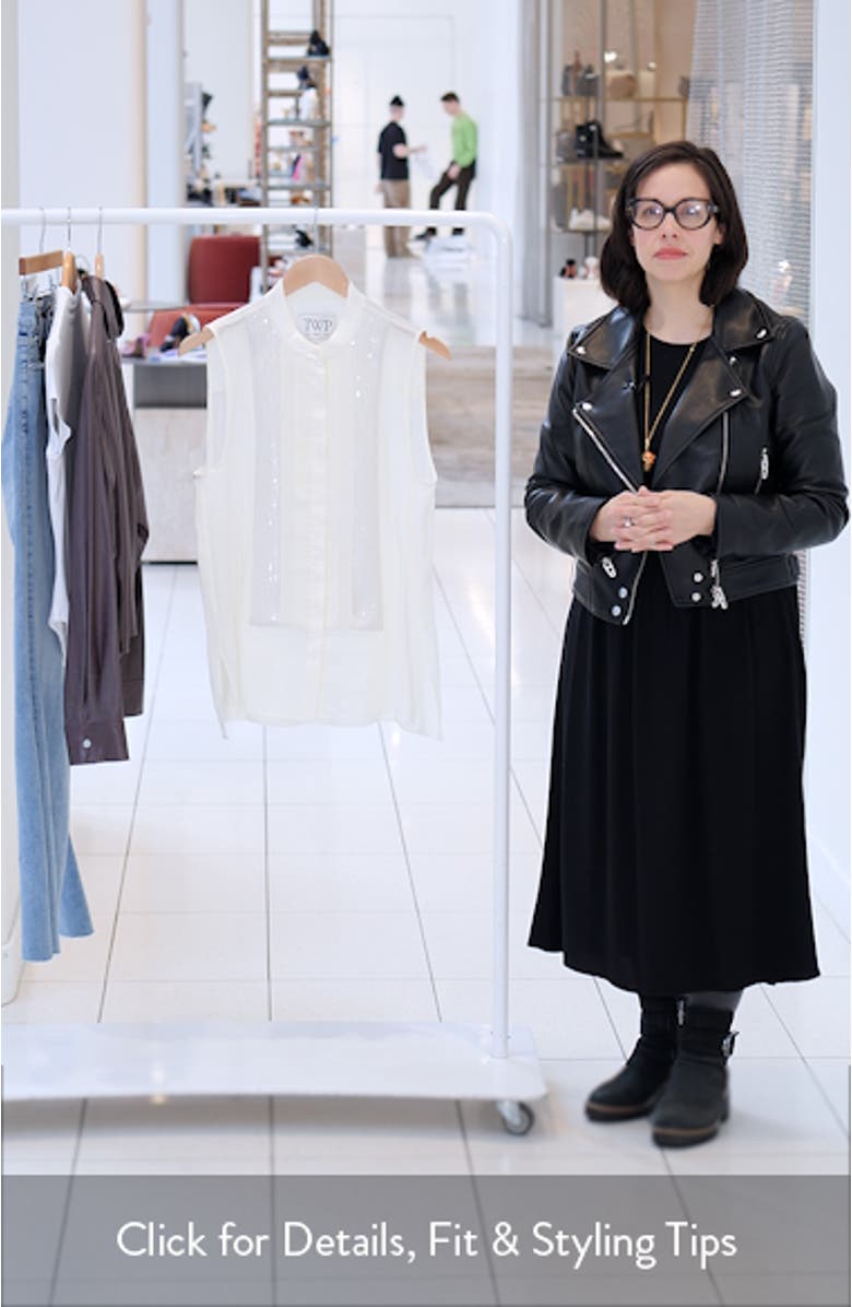 Adele Sequin Cotton & Silk Sleeveless Button-Up Shirt, sales video thumbnail