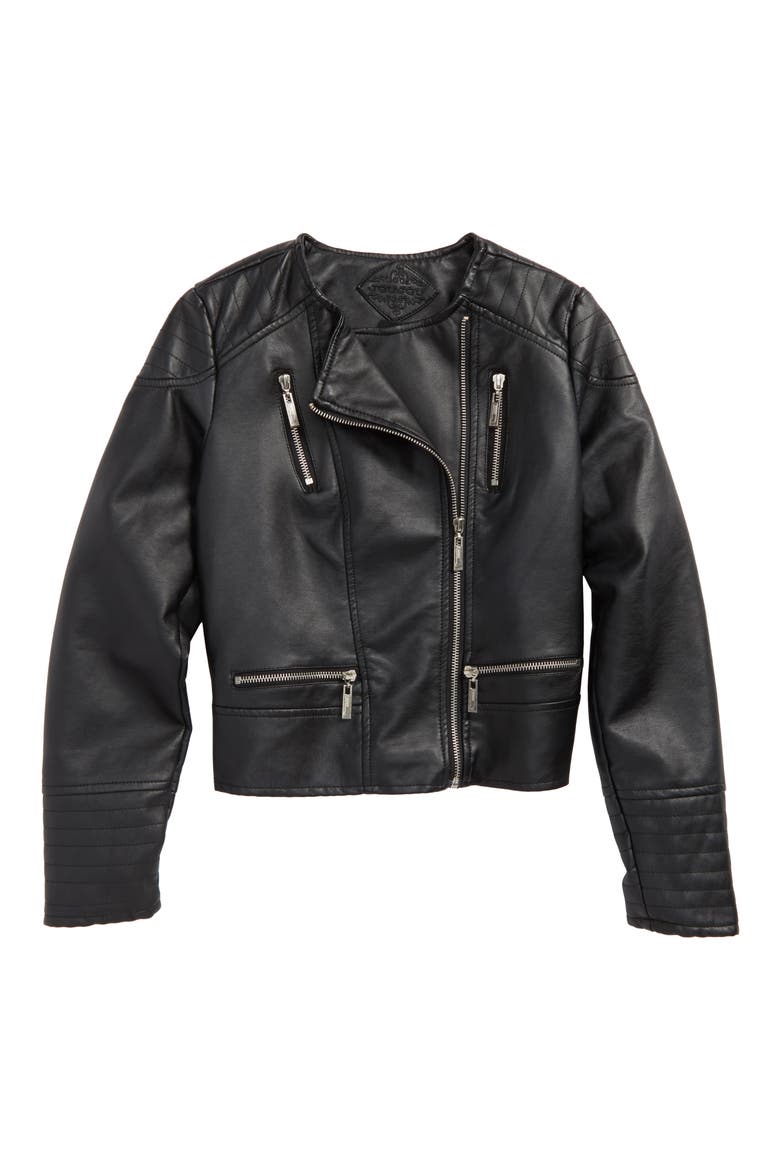 Faux Leather Moto Jacket, Main, color, BLACK