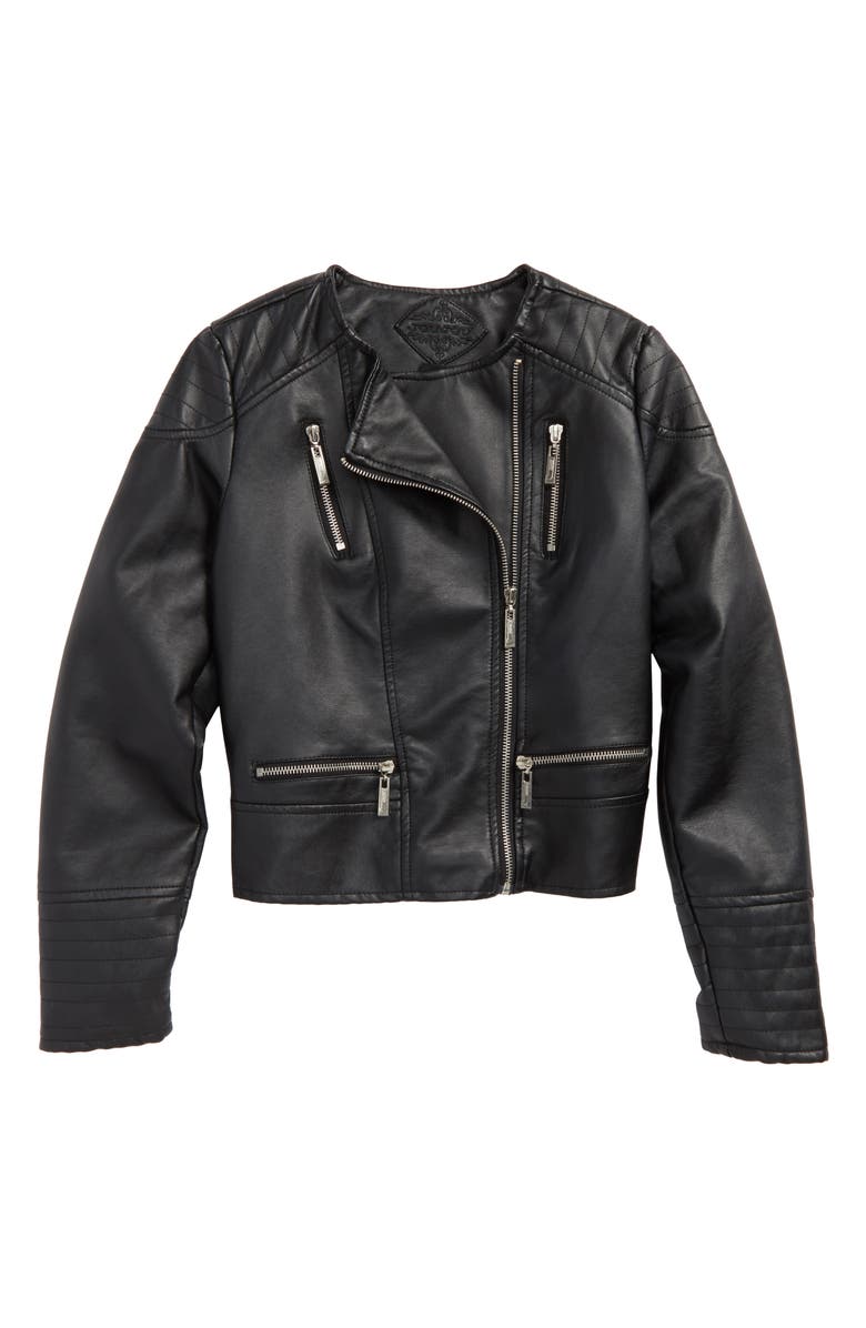 Jou Jou Faux Leather Moto Jacket, Main, color, 