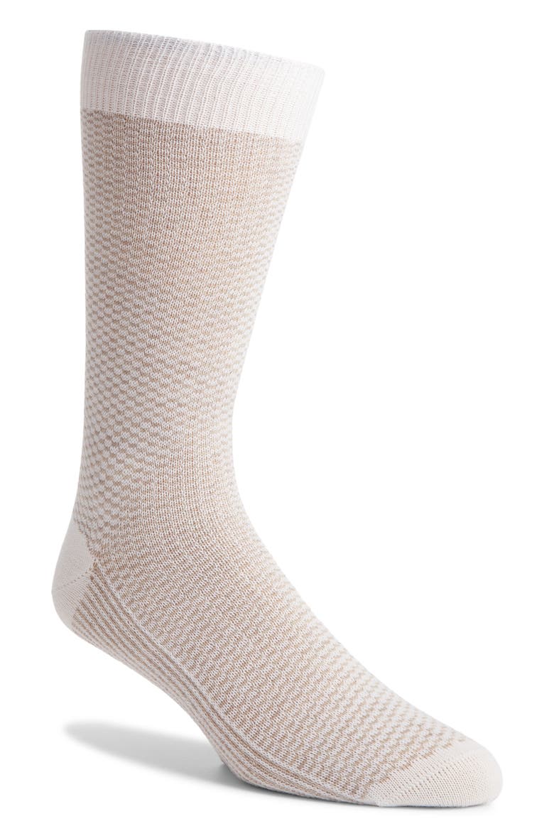 Micropattern Jacquard Wool Blend Dress Socks, Main, color, BEIGE