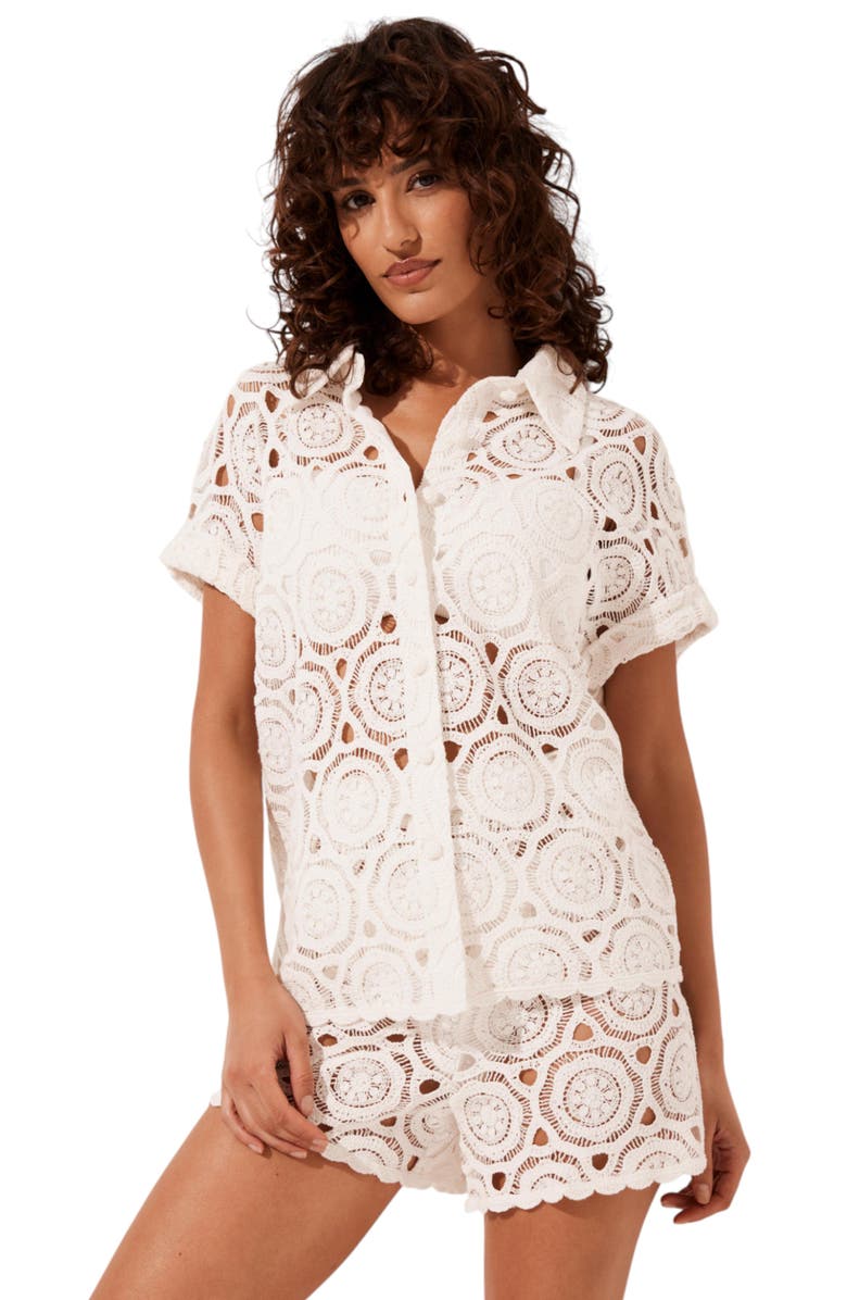 MINT VELVET Crochet Beach Shorts, Alternate, color, Ivory