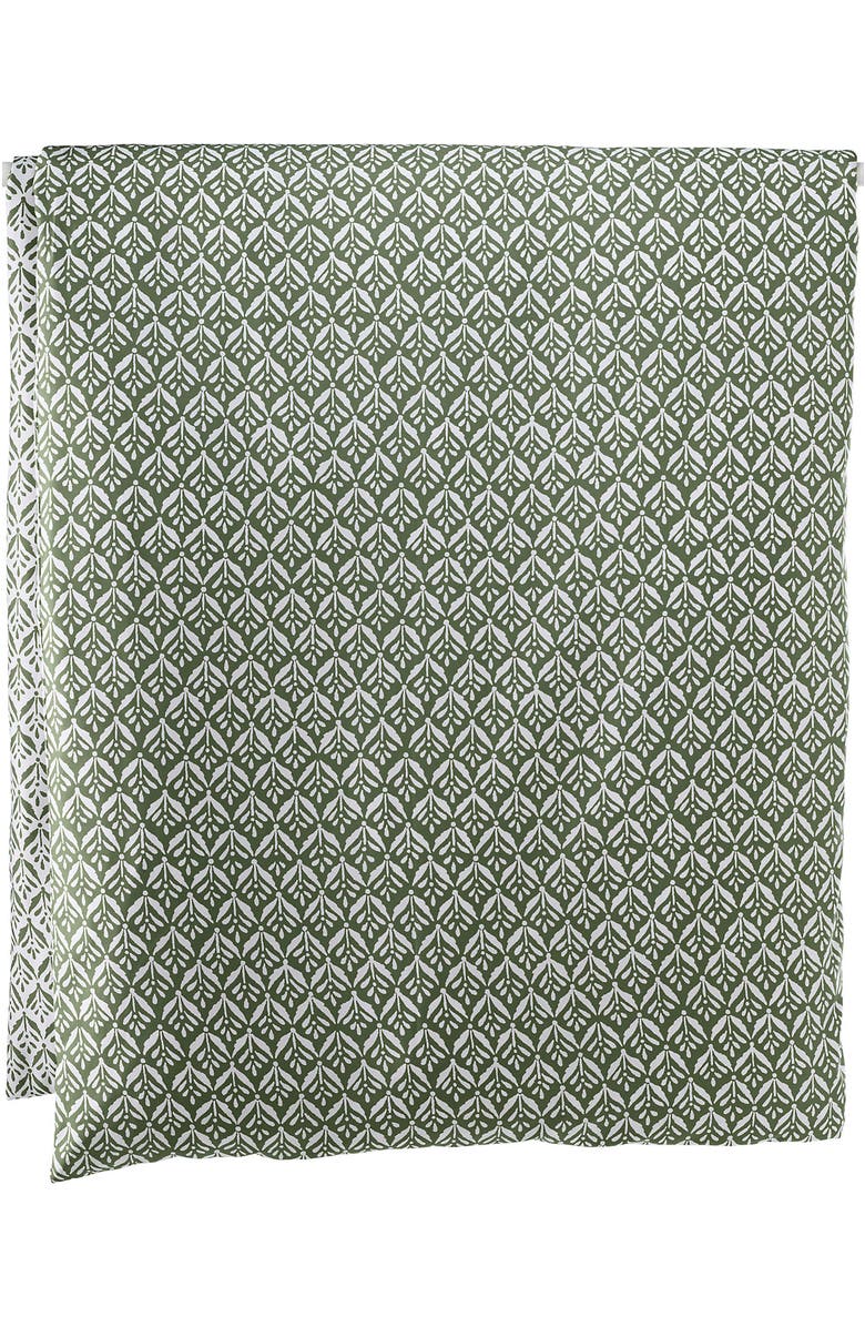 Lands' End 400 Thread Count Premium Supima Cotton No Iron Sateen Duvet Bed Cover, Alternate, color, Stone Green Wood Block Floral