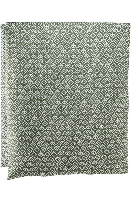Lands' End 400 Thread Count Premium Supima Cotton No Iron Sateen Duvet Bed Cover In Stone Green Wood Block Floral