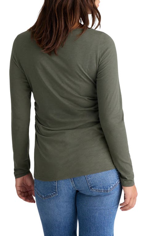Madewell Ruched Crewneck Long-sleeve Tee In Green