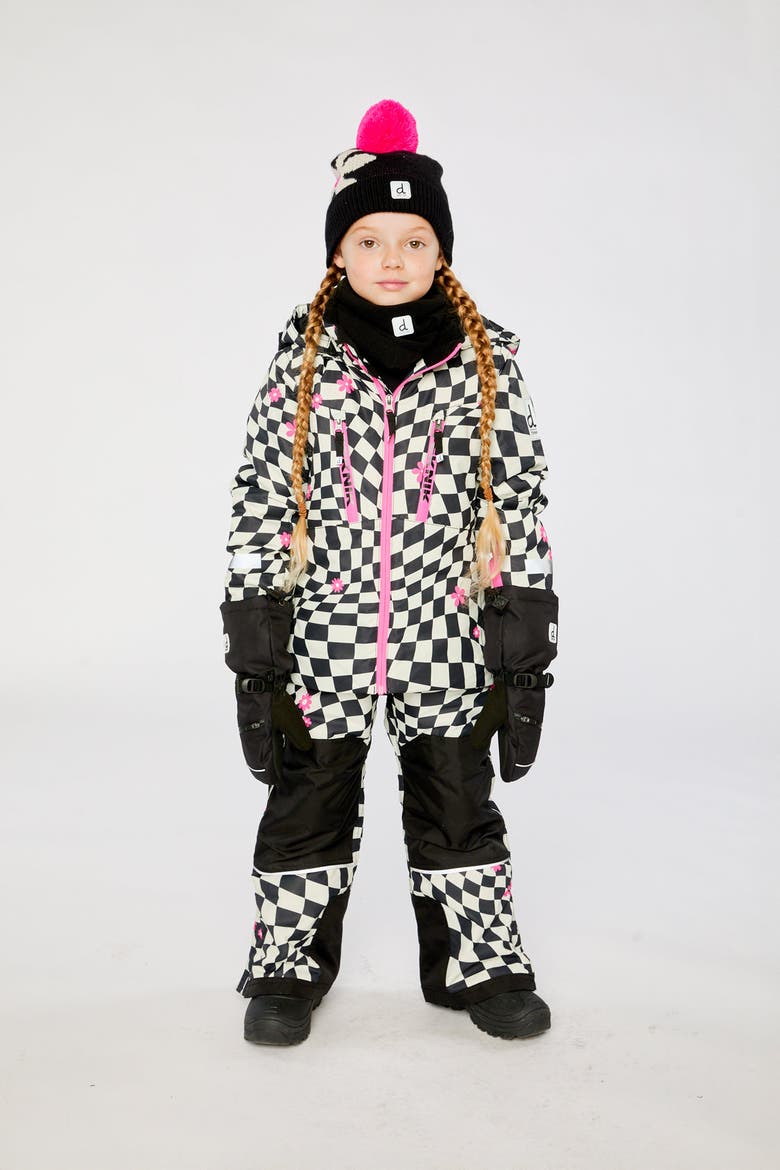 Teknik Expandable Sleeve Fleece Lined Two Piece Jacket & Pants Snowsuit, Alternate, color, White Checkered Print