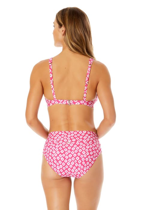 ANNE COLE SHIBORI GEO RING PLUNGE TRIANGLE BIKINI SWIM TOP