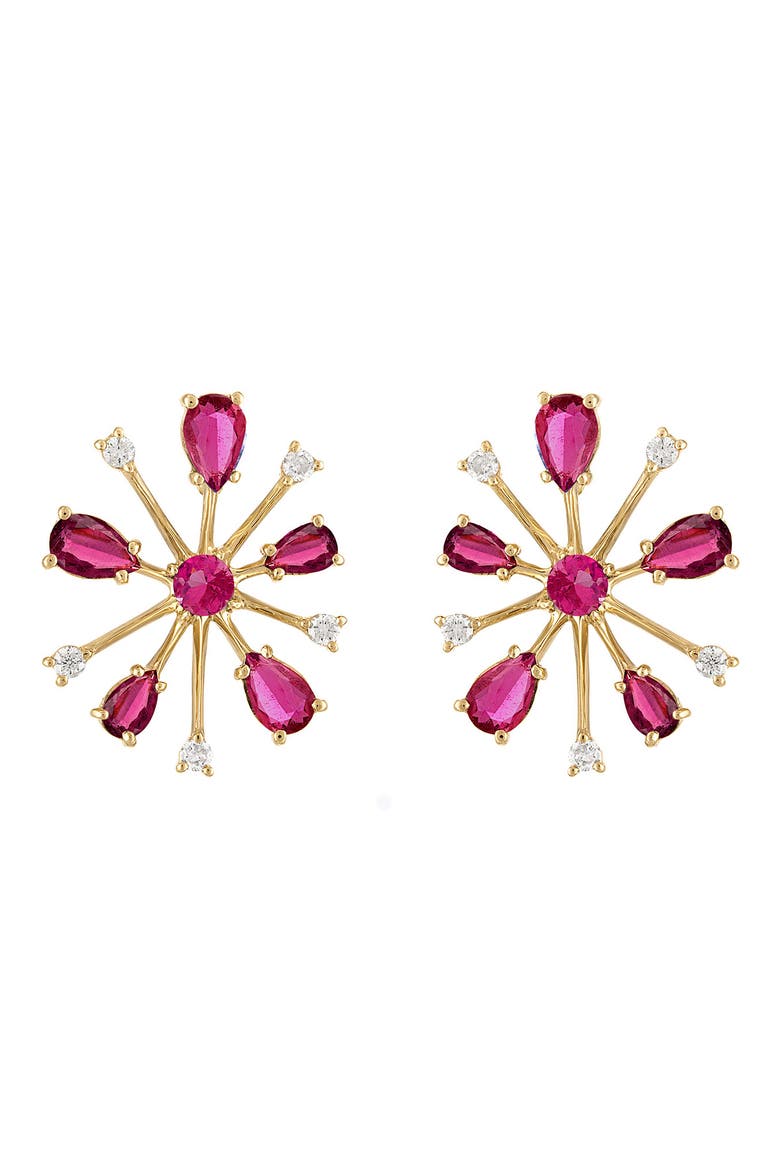 Small Pop Rock Stud Earrings, Main, color, GOLD/ RUBY