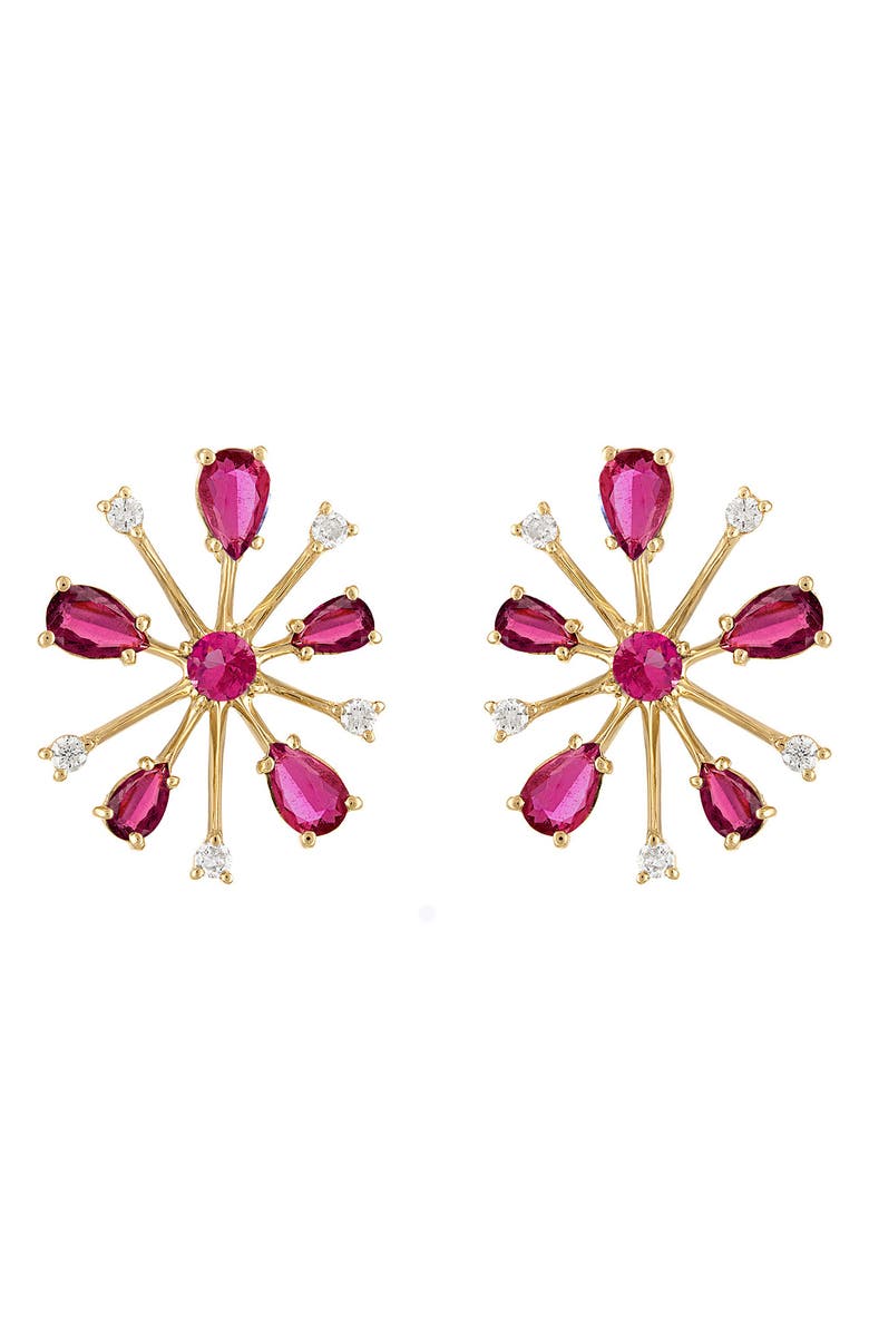 EDEN PRESLEY Small Pop Rock Stud Earrings, Main, color, Gold/ Ruby