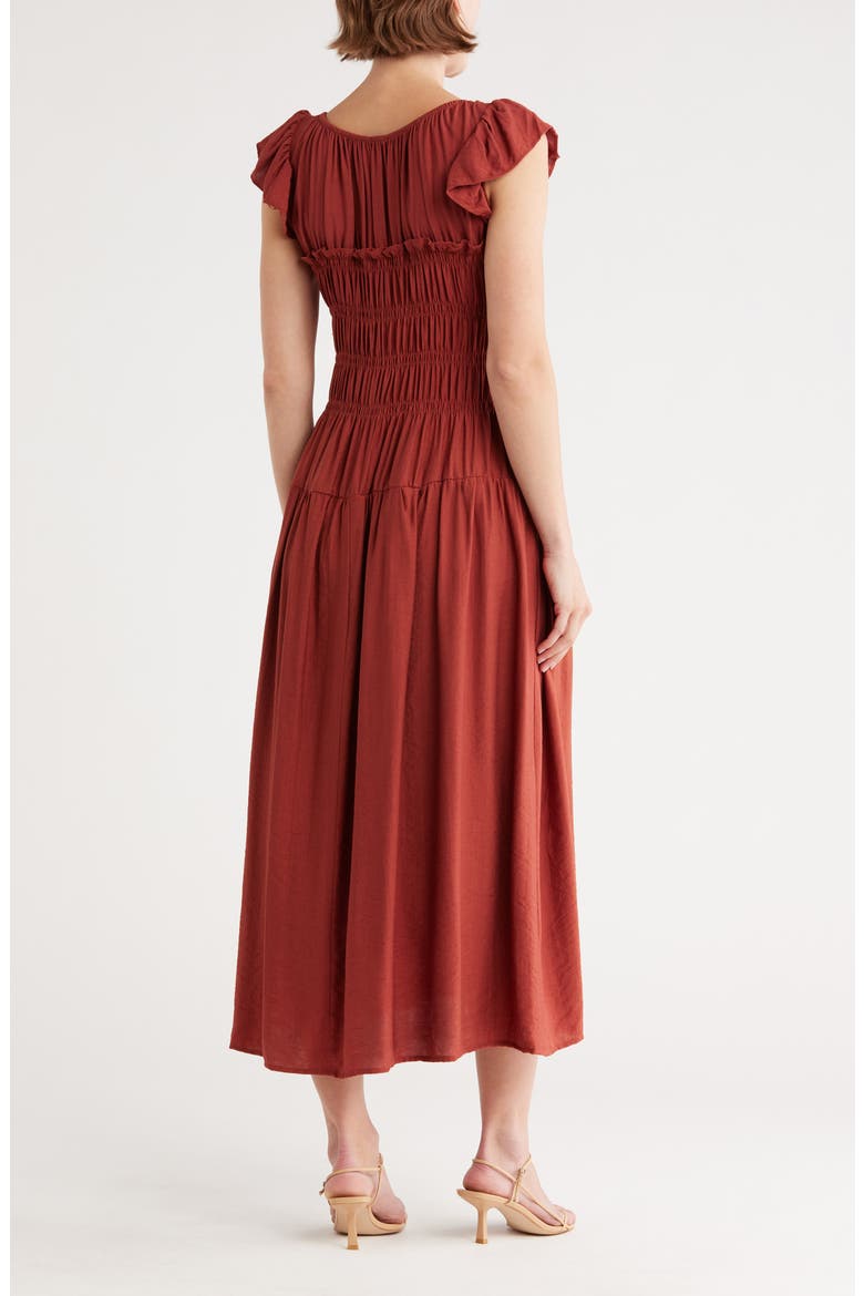 Shirred Maxi Dress, Alternate, color, SIENNA