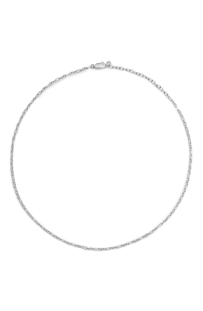 Monica Vinader Textured Link Chain Necklace, Main, color, Sterling Silver
