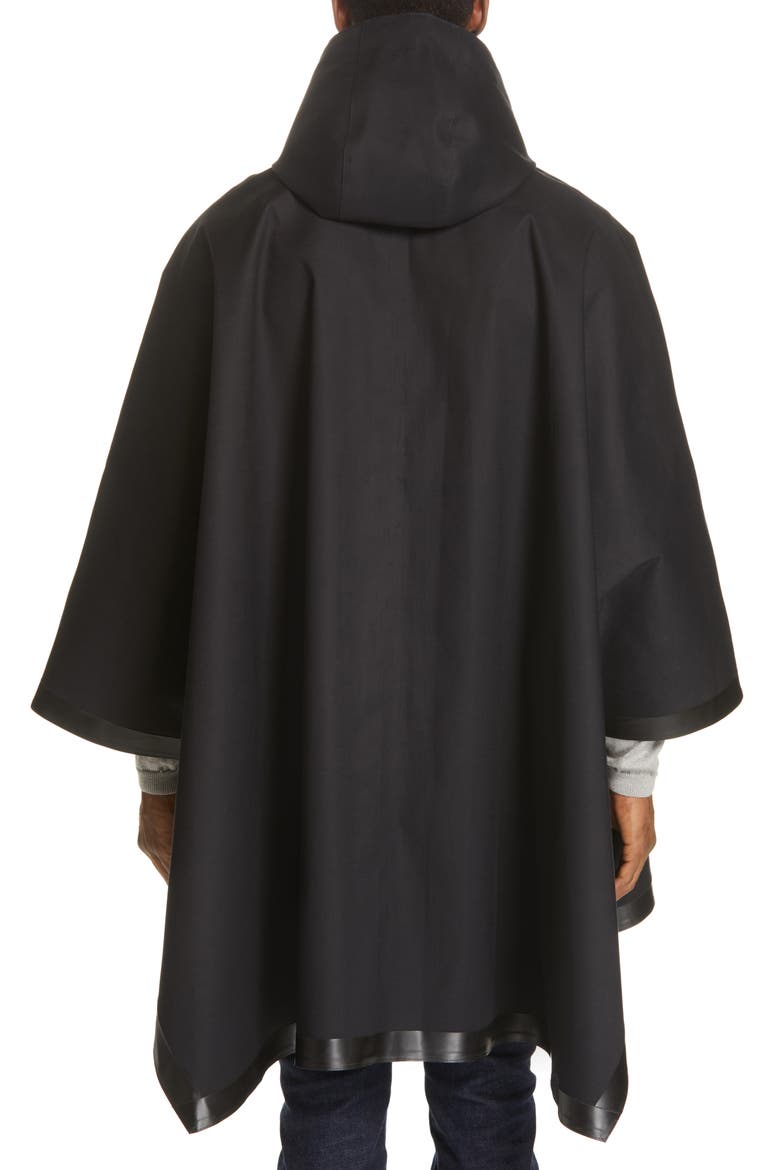Gents Bonded Cotton Hooded Poncho, Alternate, color, BLACK