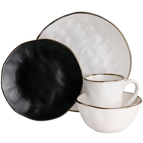 Elama Roman 16 Piece Stoneware Dinnerware Set In White
