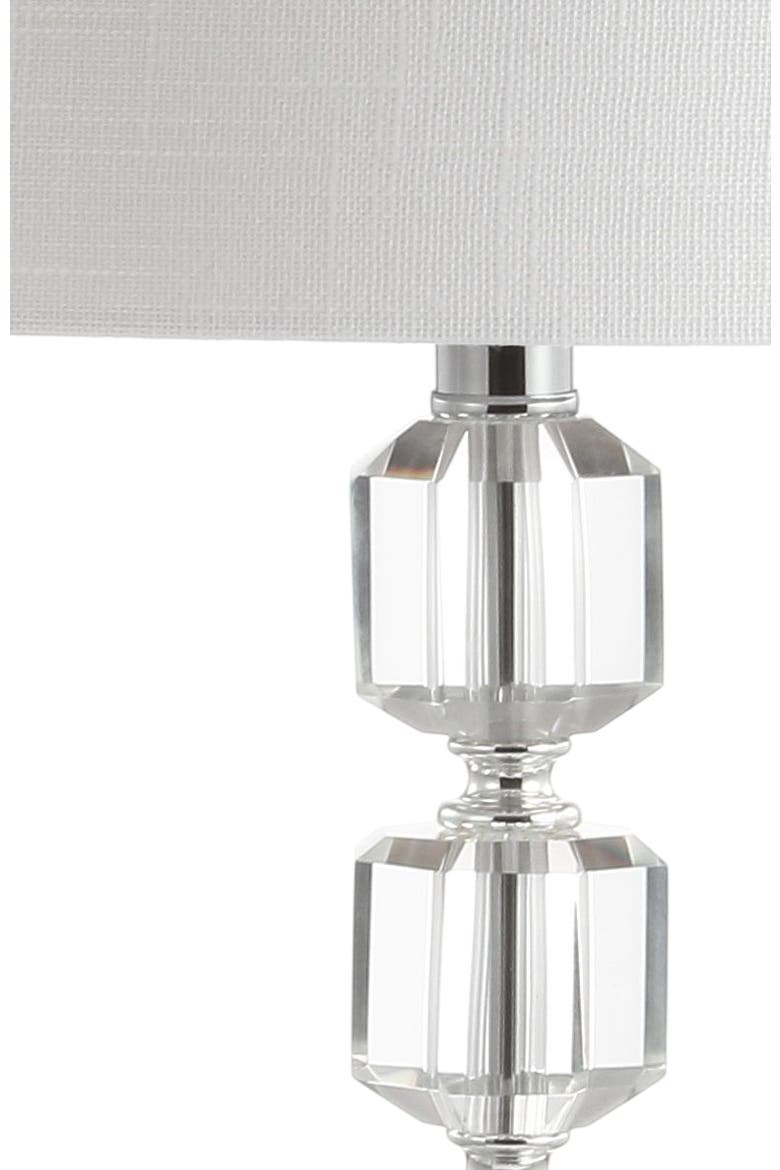 Cary 27.5" Modern Stacked Crystal/Metal LED Table Lamp, Chrome/Clear, Alternate, color, Chrome/Clear