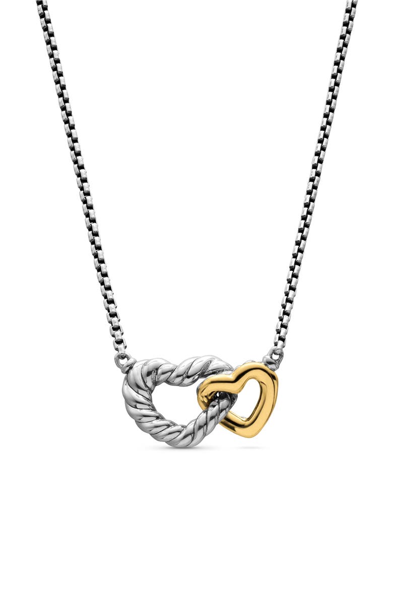 Cable Collectibles® Interlocking Heart Necklace, Main, color, SILVER