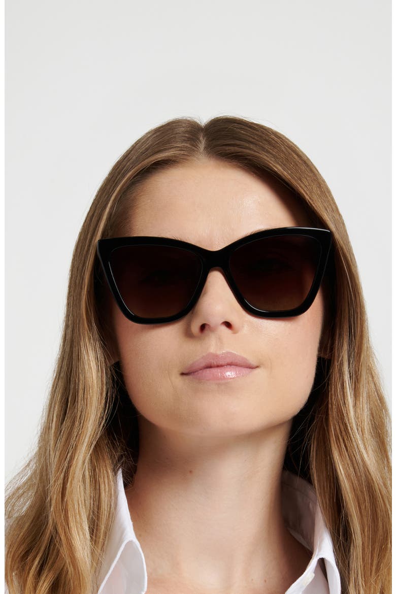 59mm Gradient Cat Eye Sunglasses, Alternate, color, BLACK/ BROWN