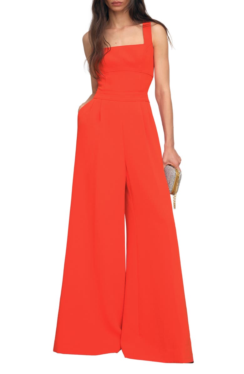 Reiss Dion Sleeveless Wide Leg Jumpsuit, Main, color, Orange