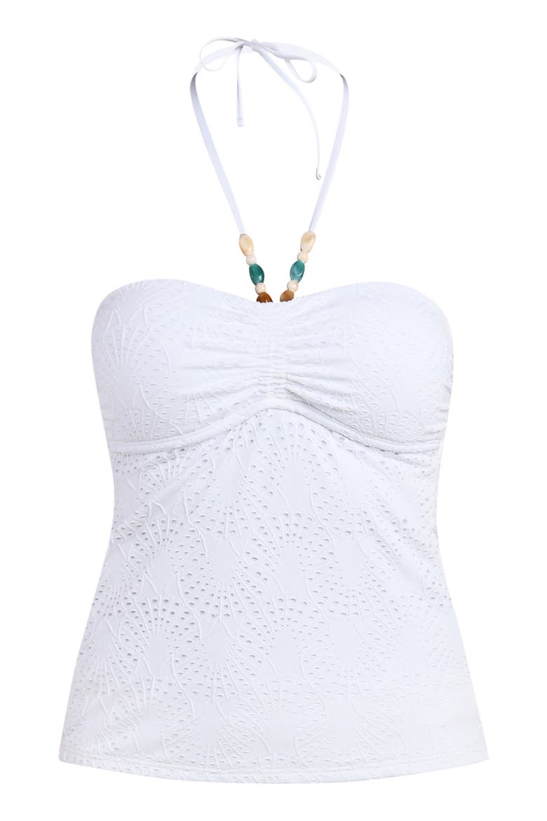 Shellbound Eyelet Bandeau Tankini Top, Alternate, color, WHITE