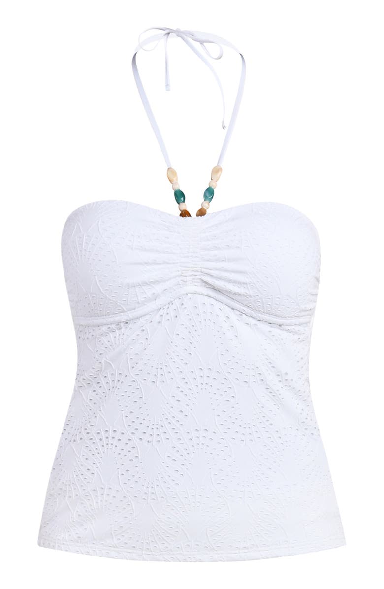 La Blanca Shellbound Eyelet Bandeau Tankini Top, Alternate, color, White