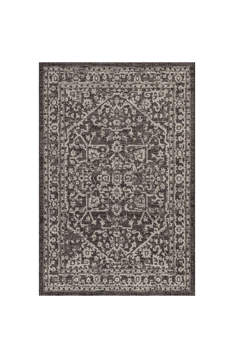 JONATHAN Y Malta Bohemian Medallion Textured Weave Indoor/Outdoor Area Rug, Main, color, Black/Gray