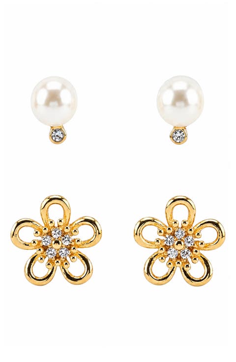 Set of 2 Flower Stud Earrings