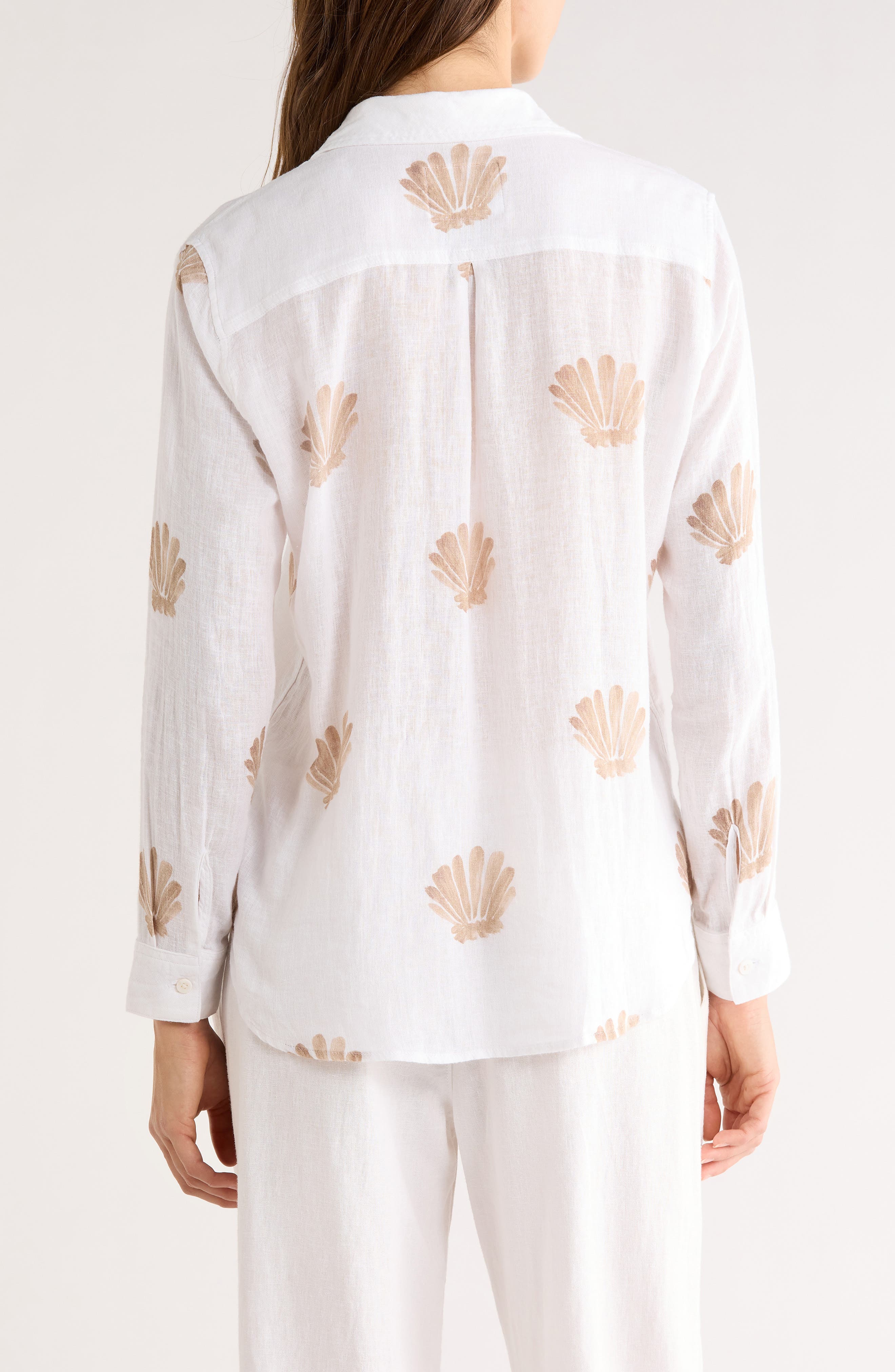 Charli Seashell Print Linen Blend Button-Up Shirt - image 2
