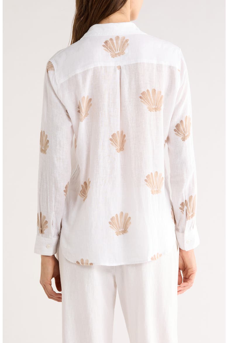 Charli Seashell Print Linen Blend Button-Up Shirt, Alternate, color, TAUPE SEASHELLS