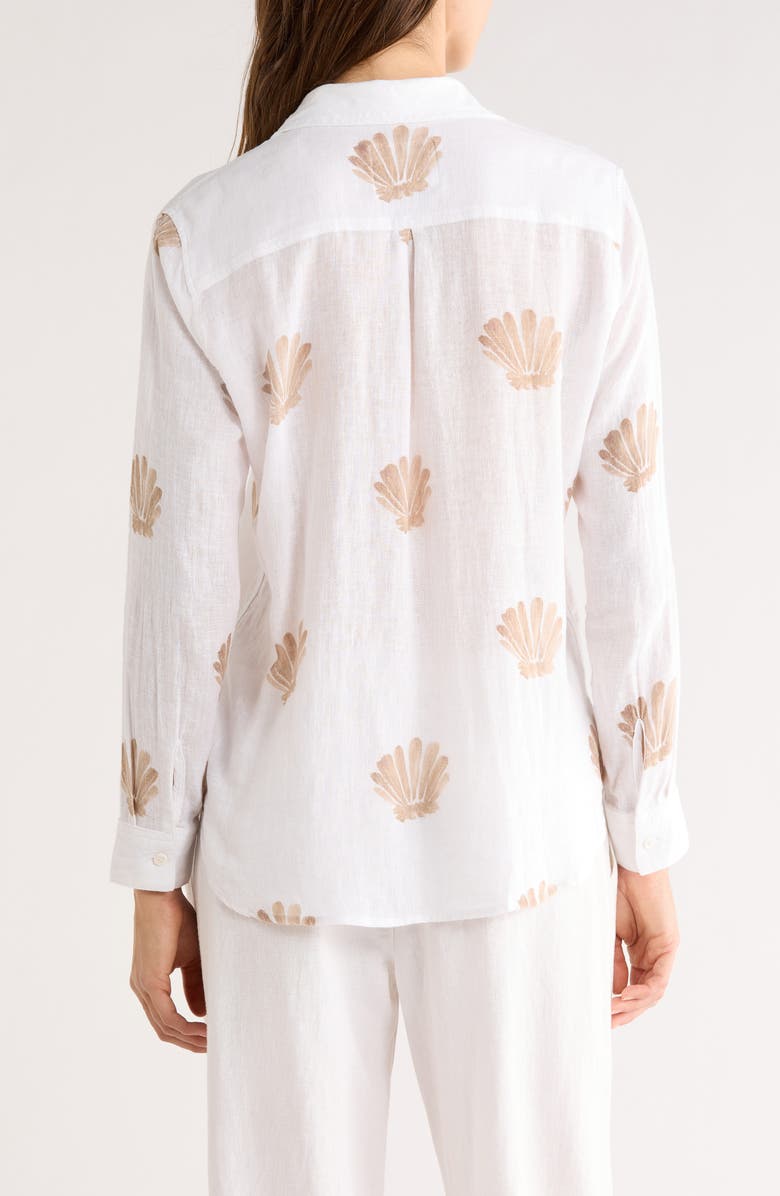 Rails Charli Seashell Print Linen Blend Button-Up Shirt, Alternate, color, Taupe Seashells