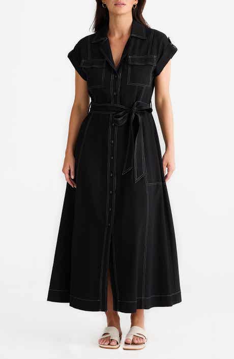 Brave+True Portia Cotton & Linen Blend Maxi Shirtress