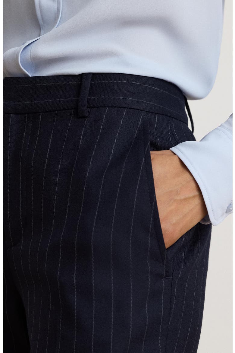 Pinstripe Wool Twill Straight Leg Pants, Alternate, color, NAVY BLUE/ WHITE