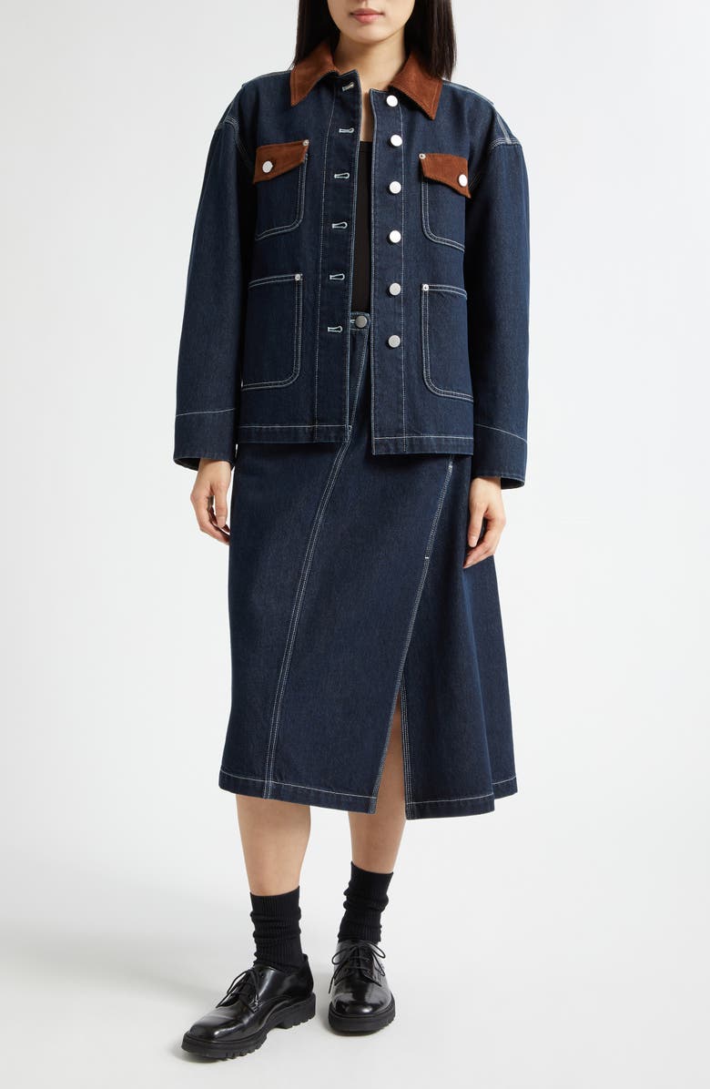3.1 Phillip Lim Asymmetric Denim Skirt, Alternate, color, Dark Indigo
