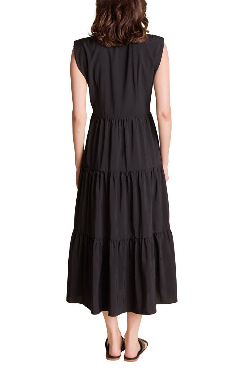 Endless Rose Pintuck Detail Tiered Midi Dress, Alternate, color, Black