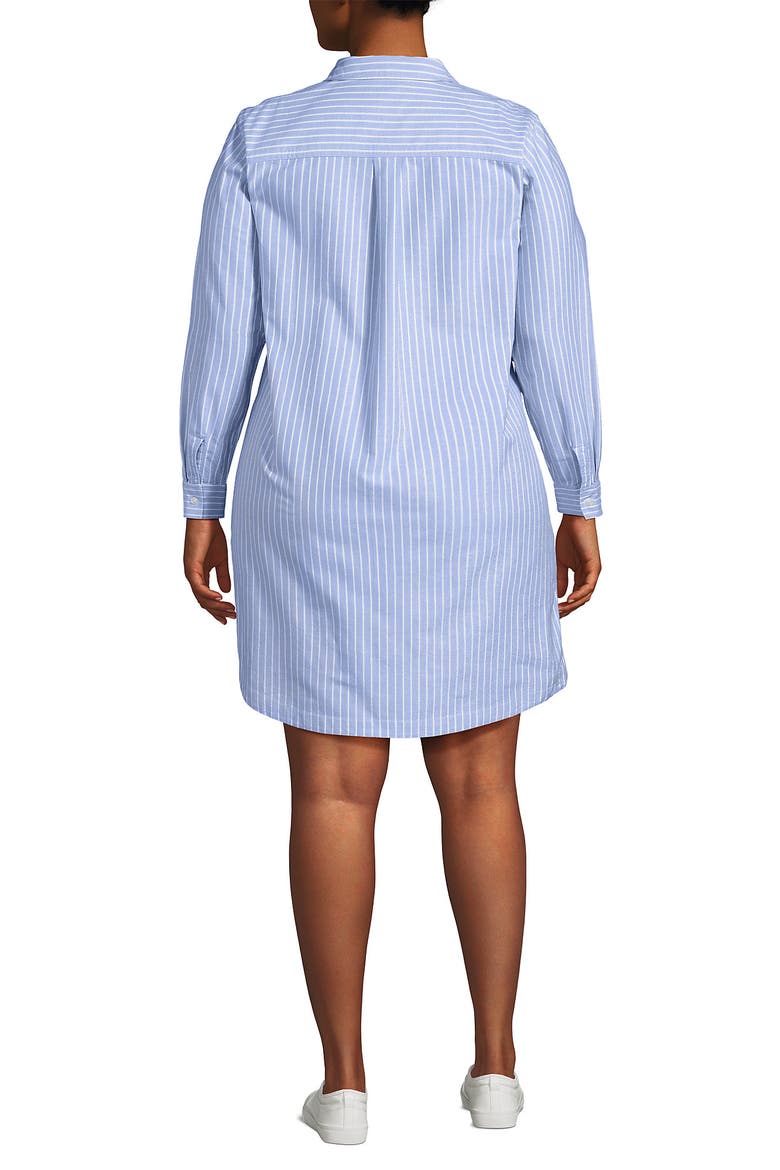 Linen Long Sleeve Button Front Shirt Dress, Alternate, color, Blue/White Stripe