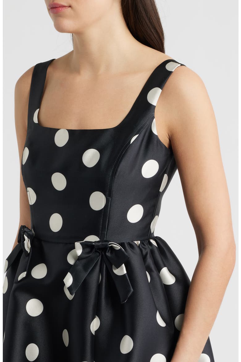 Polka Dot Bow Detail Cocktail Midi Dress, Alternate, color, BLACK MULTI