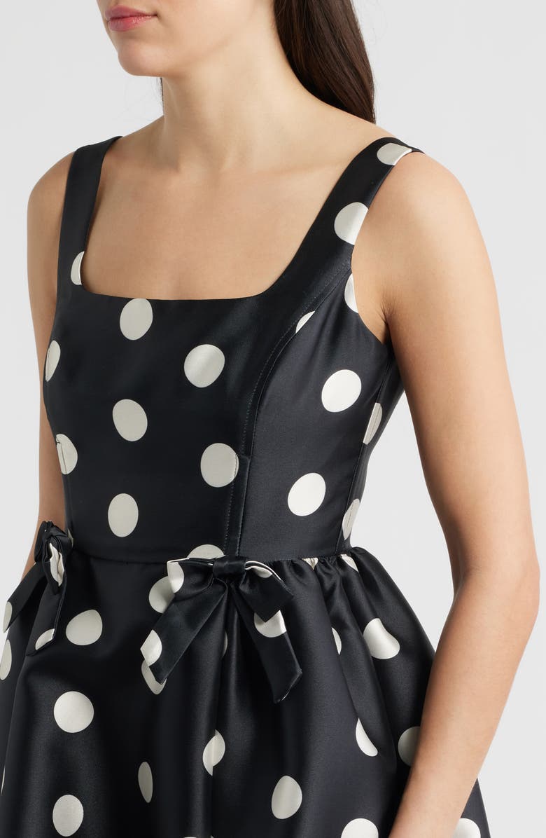 Julia Jordan Polka Dot Bow Detail Cocktail Midi Dress, Alternate, color, Black Multi