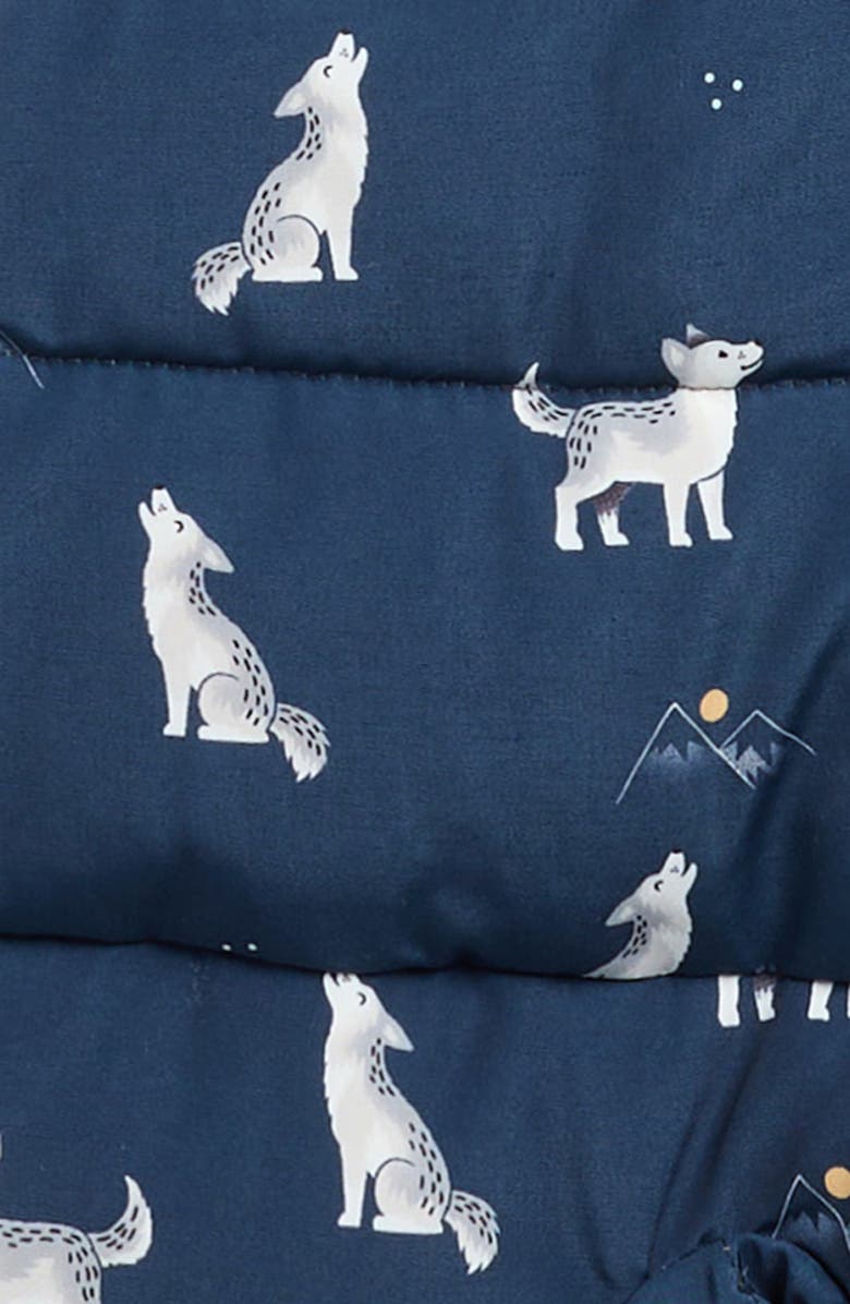 FIRSTS by Petit Lem Wolf Pup Hooded Water Repellent Puffer Snowsuit, Alternate, color, Navy