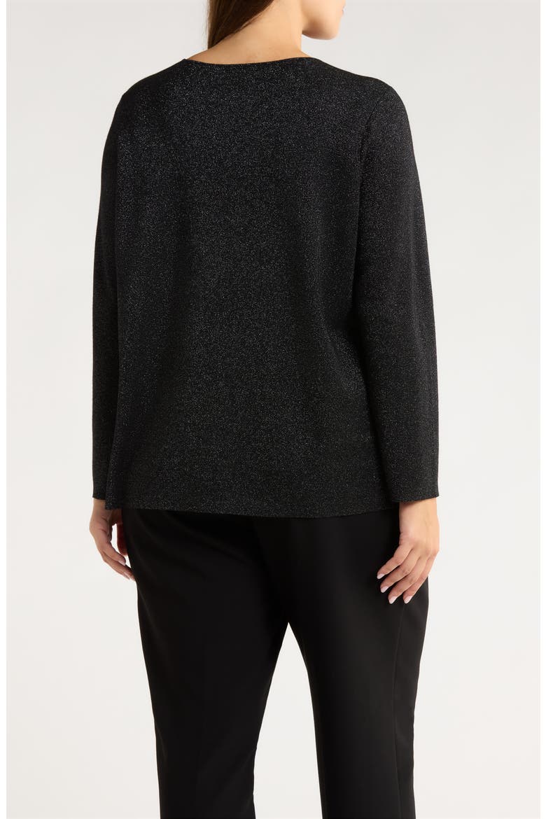 Metallic Shimmer Wool Blend Sweater, Alternate, color, BLACK