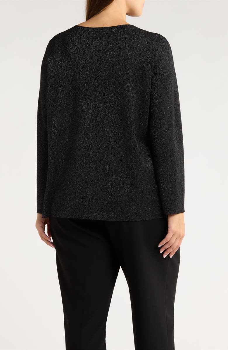 Eileen Fisher Metallic Shimmer Wool Blend Sweater, Alternate, color, Black