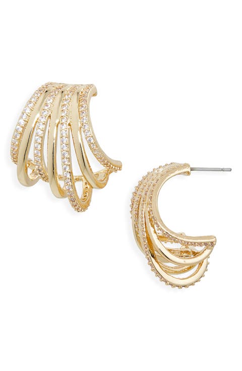 Cradle Pavé Crystal Hoop Earrings