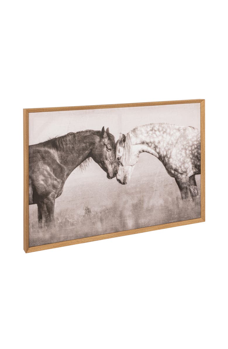 Storied Home Plastic and Wood Framed Canvas Wall Décor with Horse Photography, Multicolor, Main, color, Grey