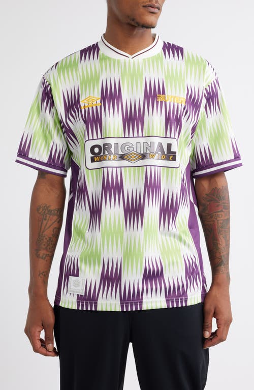 Butter Goods x Umbro Optical Short Sleeve Soccer Jersey in Grape /Volt 