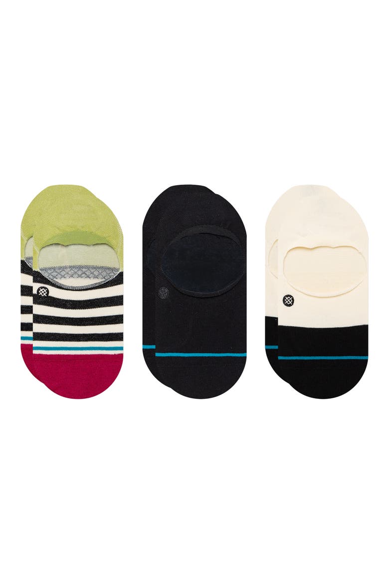 Assorted 3-Pack Absolute No-Show Socks, Main, color, BLACK