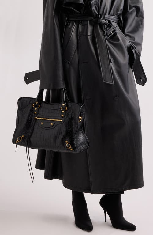 Balenciaga Medium Le City Crocodile-embossed Top-handle Tote Bag In Black