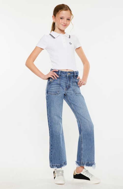 Kancan Sherri High Rise Wide Leg Flare Jeans In Blue