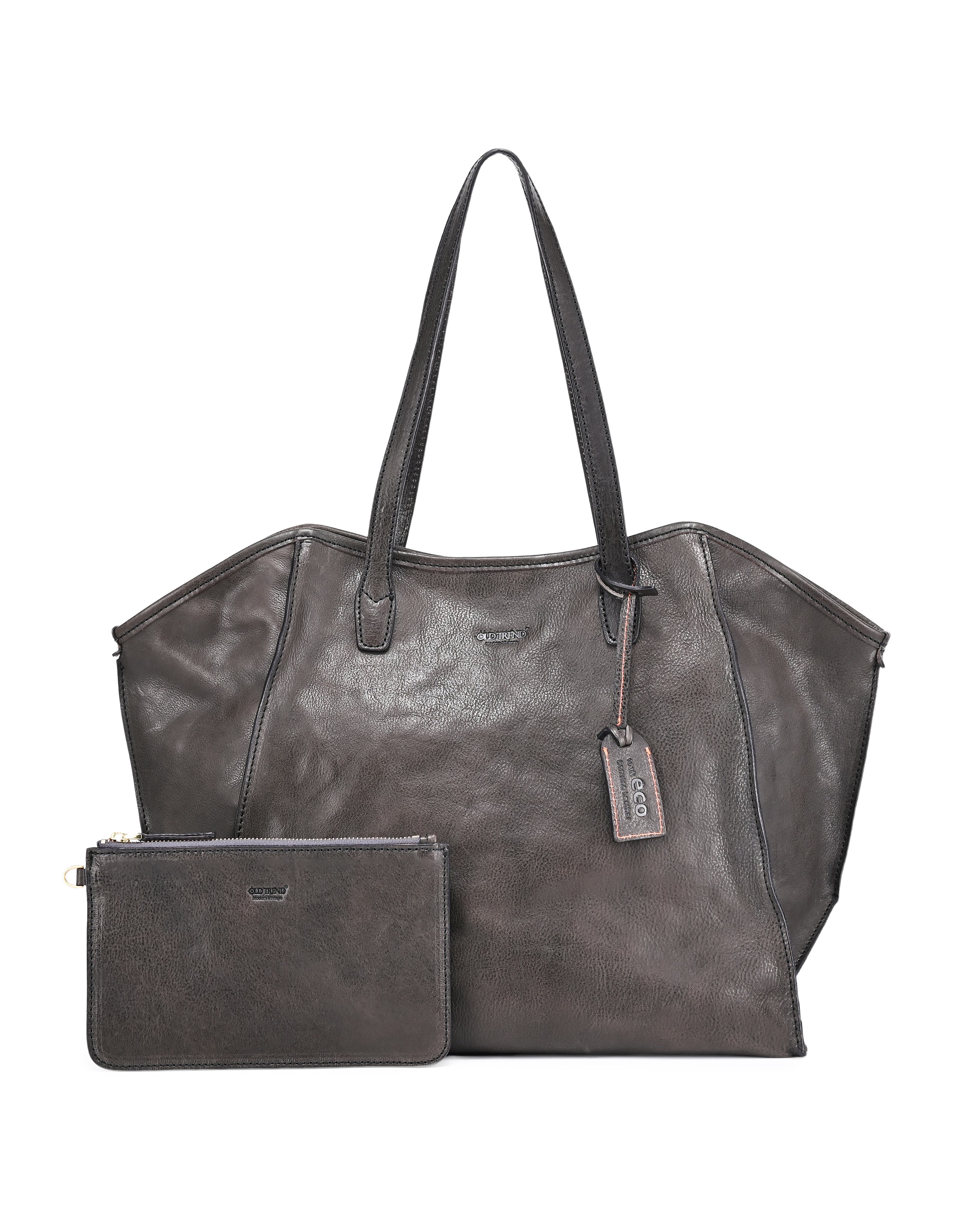 OLD TREND Iris Genuine Leather Soft Structured Carryall Tote, Main, color, Grey